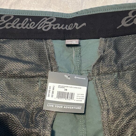 NWT Eddie Bauer Voyager Flex Chino Shorts in Evergreen, Size 38 - Picture 6 of 6